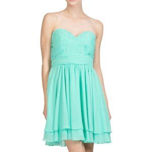 SHORT STRAPLESS CHIFFON DRESS WITH CORSET BACK BY STAR BOX 6097 (MINT)